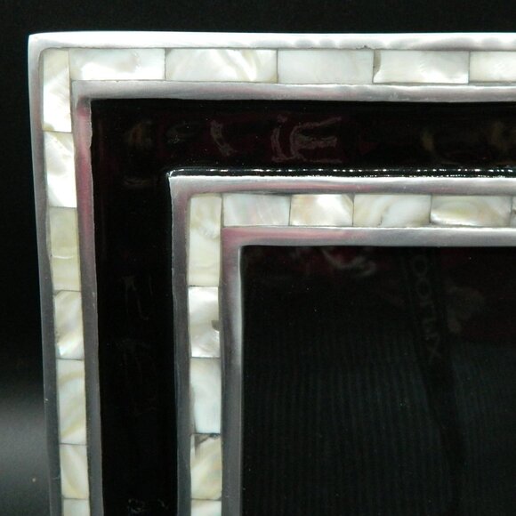 Julia Knight Silver & Black Frame with Mother of Pearl Inlay for 5" x 7" photo - Picture 2 of 9